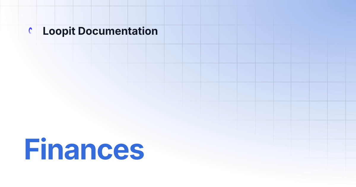 Finances | Loopit Documentation